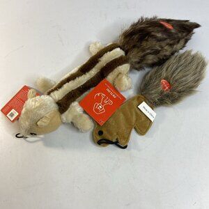 2 Squeaker Dog Chew Toy Crinkle Stuffing Plush Pet Puppy Squeaky Noise